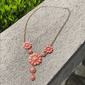Long Salmon Pink Enamel Statement Necklace